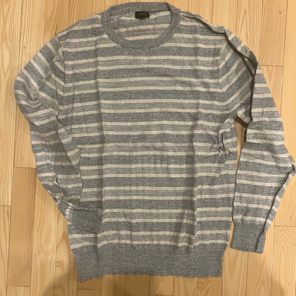 Gray Striped Men's J Crew Sweater